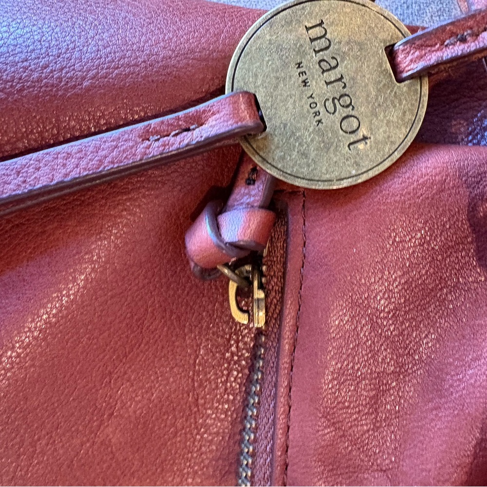 Margot New York Burgundy Leather Shoulder Bag